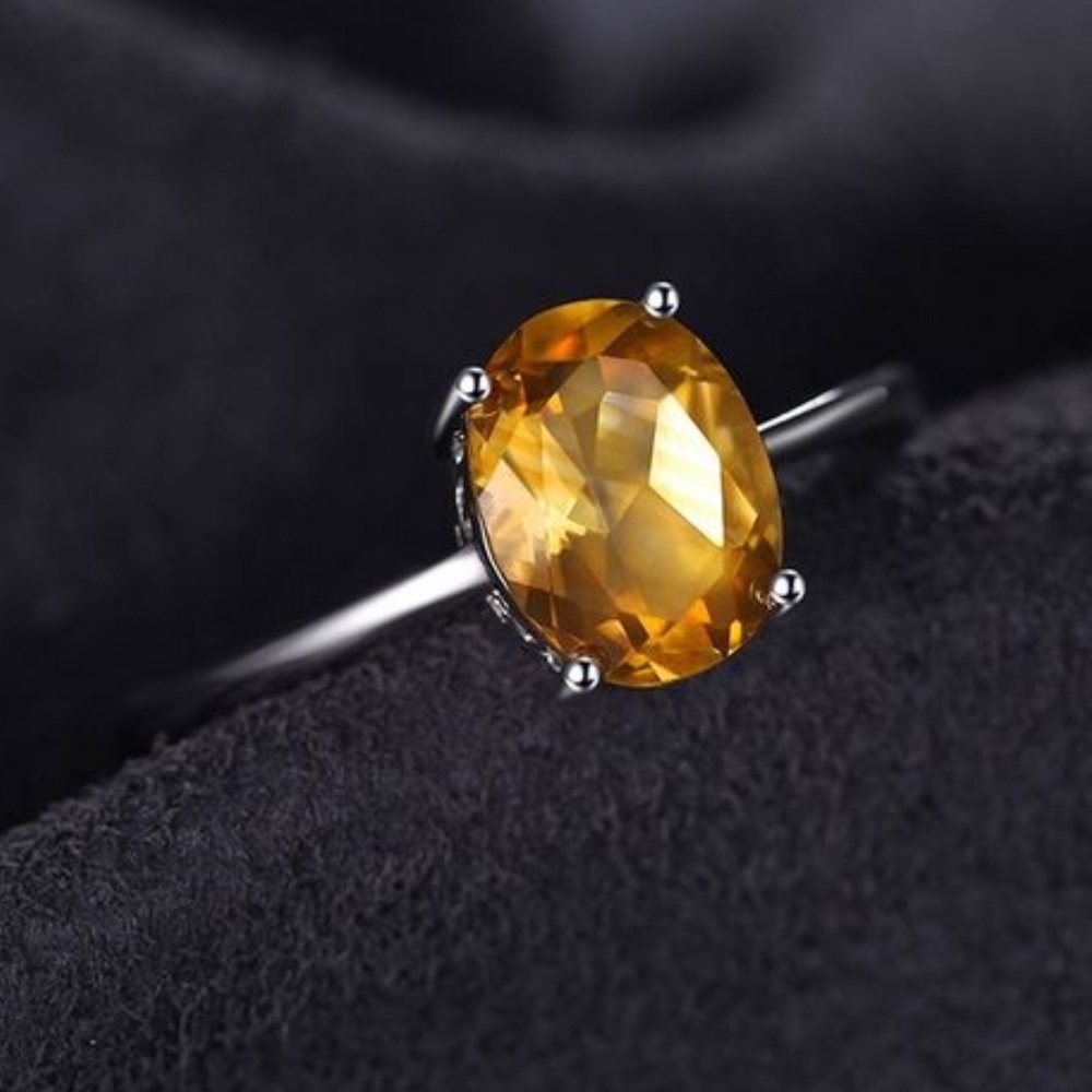 1.16ct Citrine Ring - 925 Sterling Silver - Picture 2 of 5